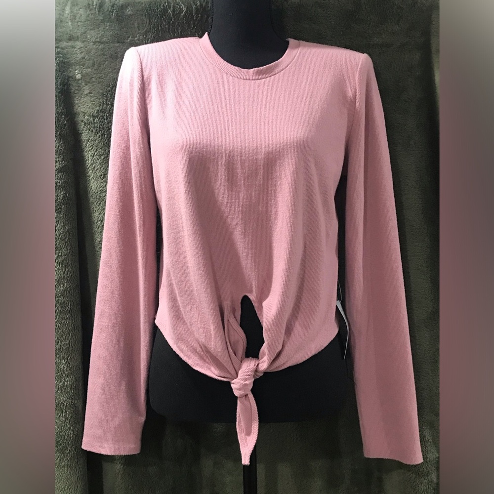 Women's Mauve Tie-Front Long Sleeve Top